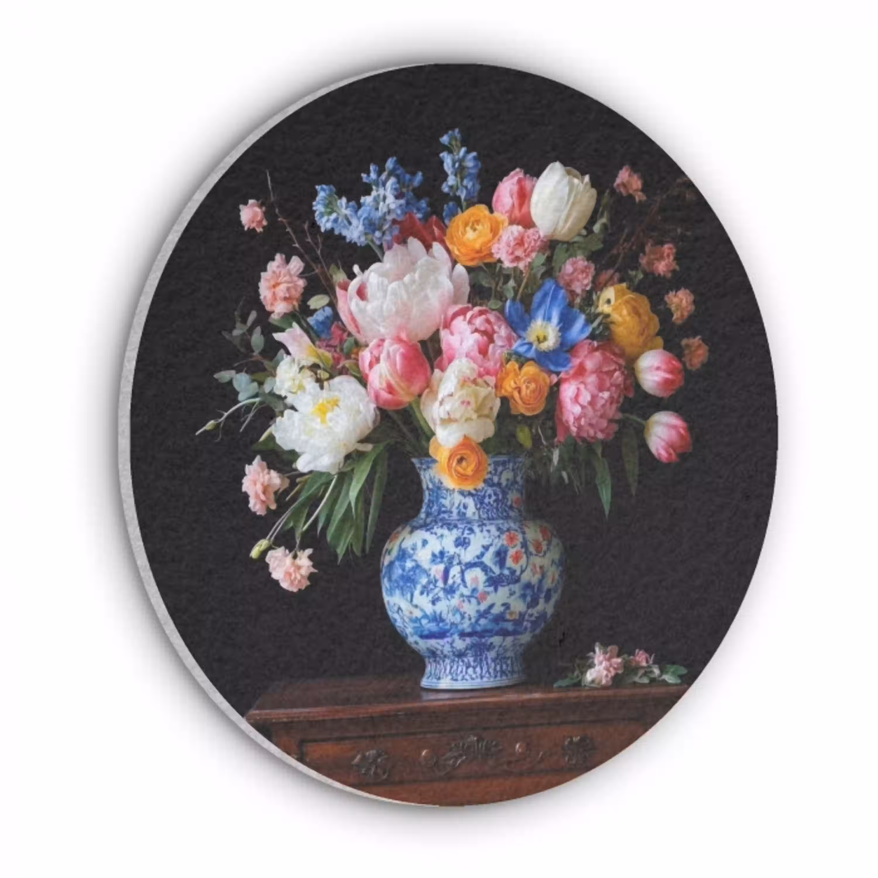 Rozen - Bloemen - Vaas - Boeket Akoestische PET Vilt - Rond klein -3d