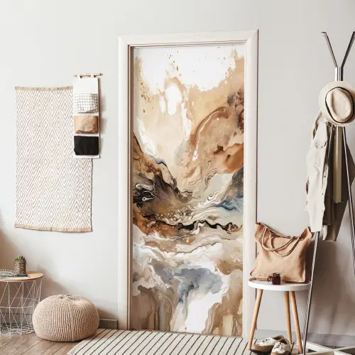 Abstract - Kunst - Verf - Beige - Modern deurposter klein -sfeer6