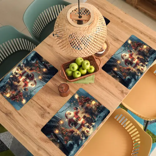 Kerstvreugde - Sneeuw - Kleurrijk Placemat vinyl groot -zzsfeer5_Kitchenyeah-website