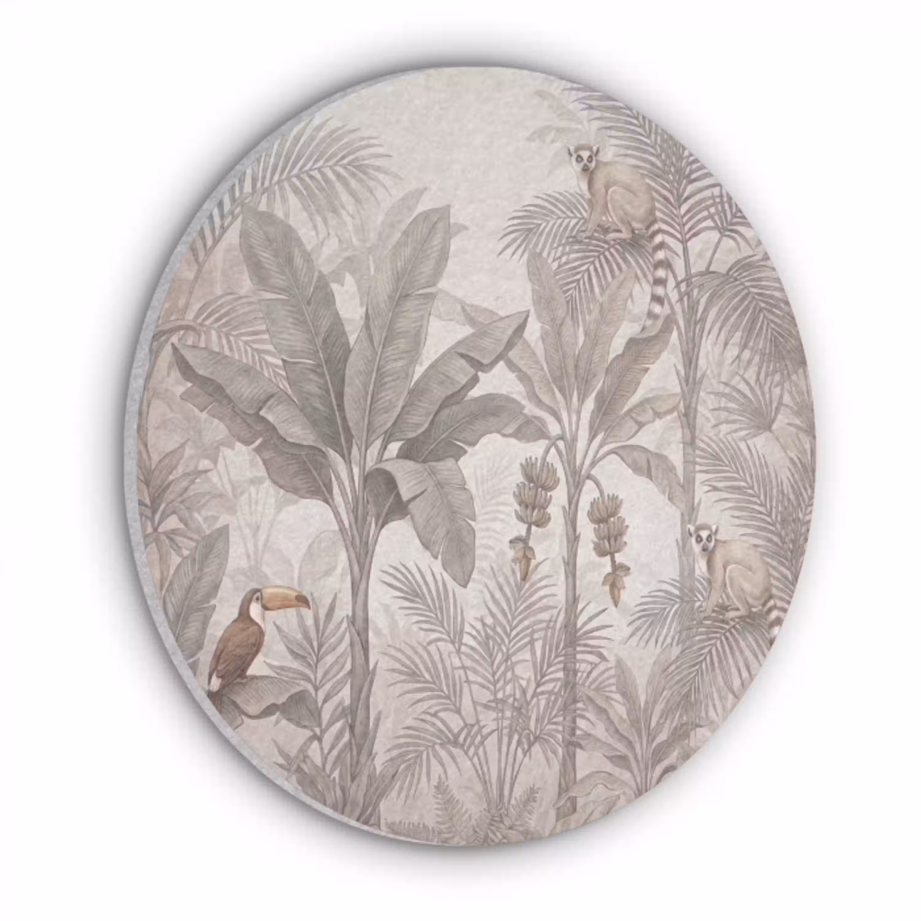 Natuur - Jungle - Ringstaartmaki - Bruin Akoestische PET Vilt - Rond klein -3d