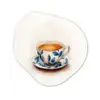 Theekop - Bladeren - Blauw Wandcirkel Organisch Aluminium middel -3d
