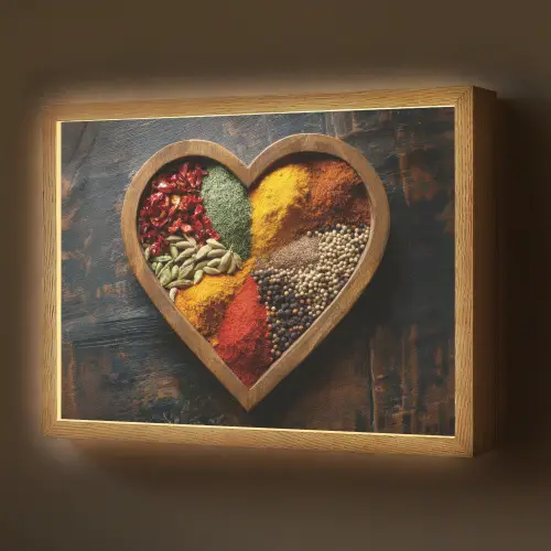 Houten - Hart - Kleurrijke - Specerijen Light Box met batterij (Wandlamp) middel -z3d_website