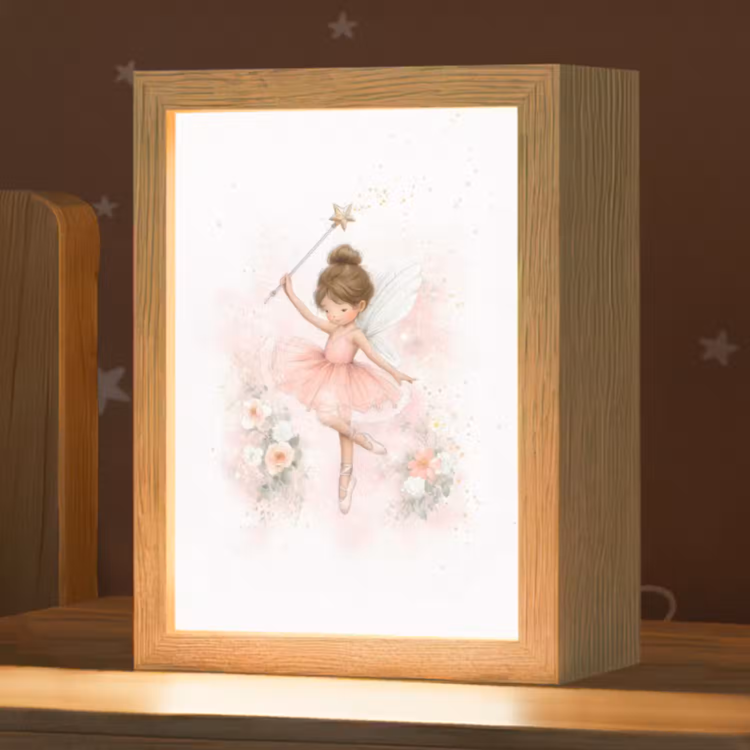 Nachtlicht Kinder - Ballerina - Fee - Blumen - Rosa