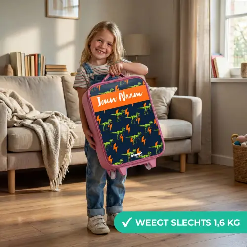 Dinos - Bliksem - Dieren - Blauw Kinderkoffer - Roze klein -sfeer2_NL