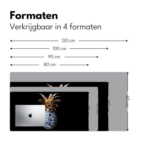 Ananas - Bloemen patroon - Goud - Delftsblauw Muismat XXL klein -sfeer5