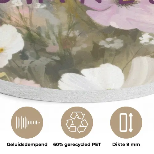 Quote - Bloemen - Schilderachtig Akoestische PET Vilt - Rond klein -closeup_NL