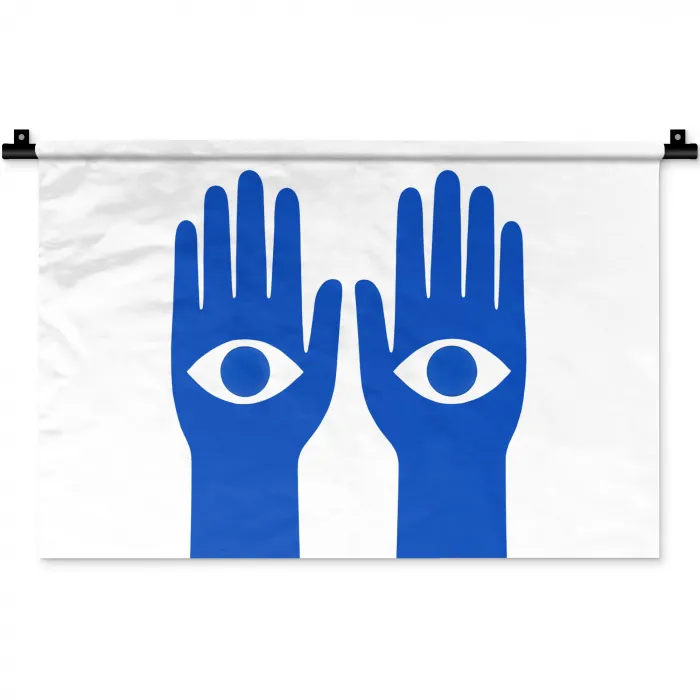 Handen - Twee - Ogen - Blauw Wandkleed katoen klein -zz3d