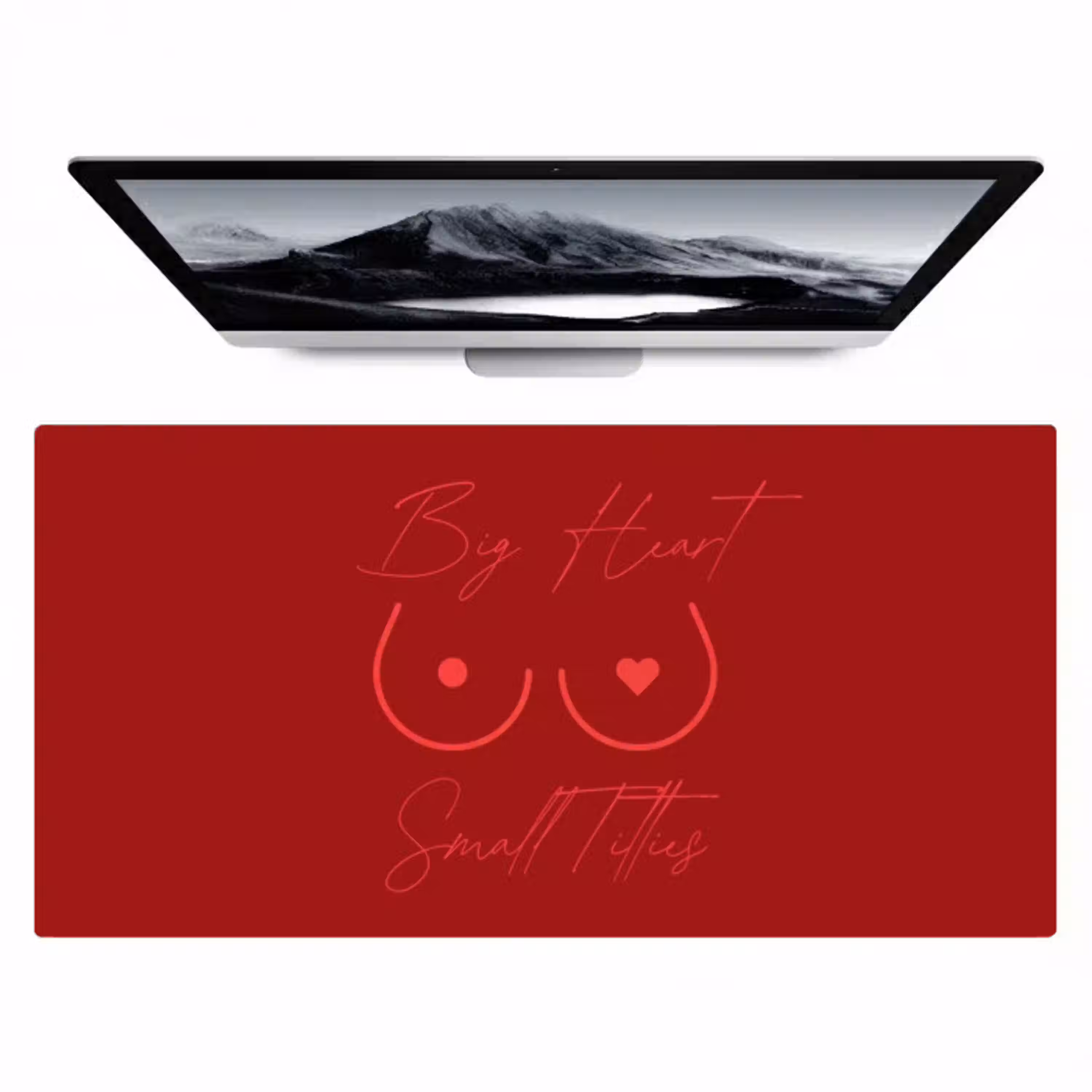 big heart small titties - Hart - Rood Muismat XXL klein -zzz3d