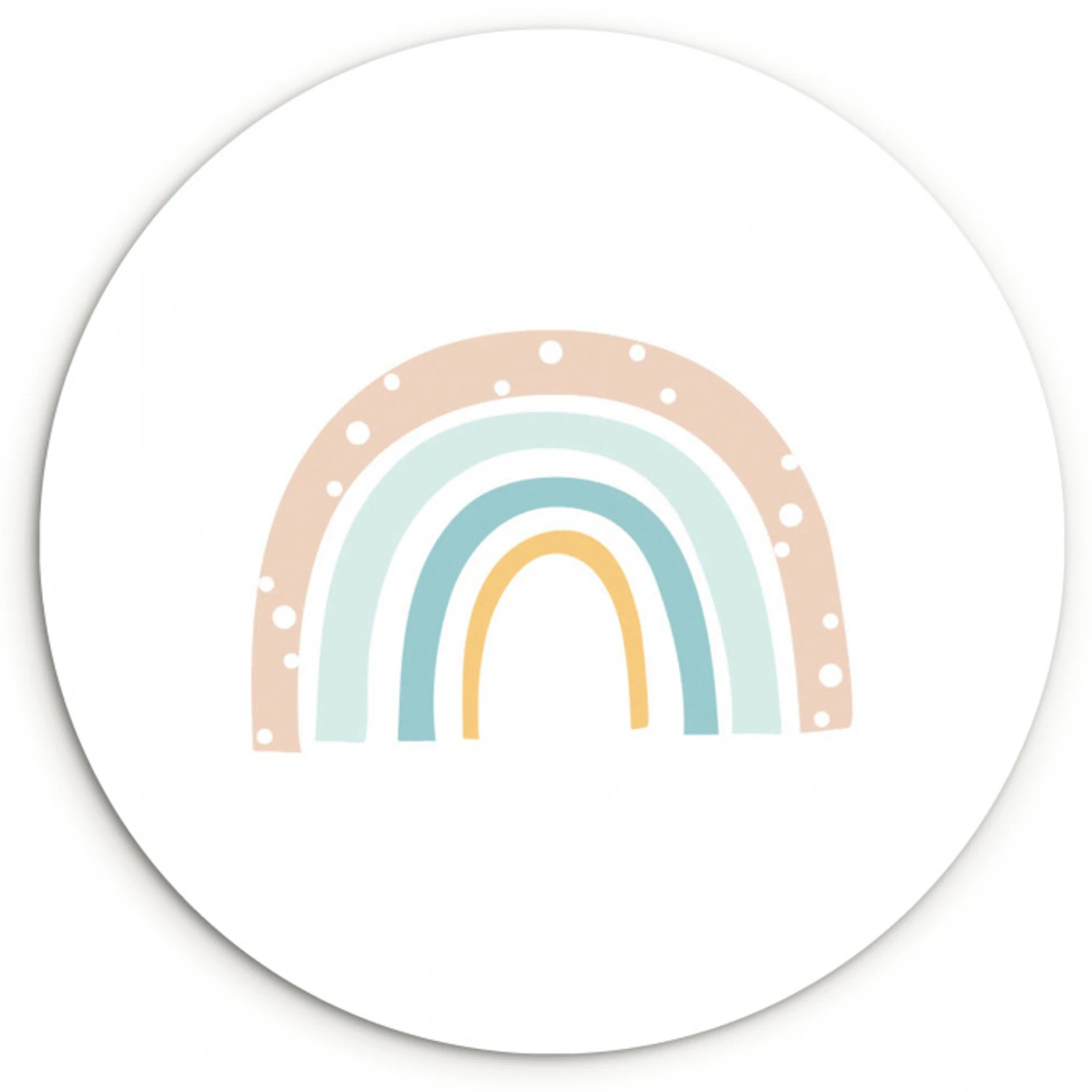 Regenboog - Kinderen - Pastel - Stippen - Baby Wandcirkel kunststof plaat 5mm dik klein -3d