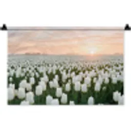 Tulpen - Landschap - Wit Wandkleed katoen klein -zz3d