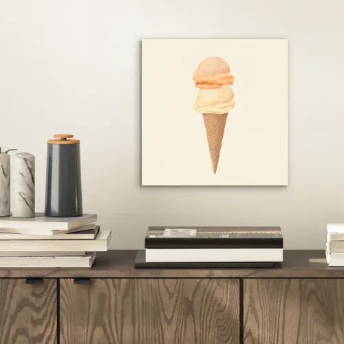 Minimalistisch - Schepijs - Hoorntje - Beige aluminium wit klein -sfeer1