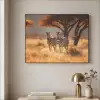 Zebra's - Savannelandschap - Gras Textielframe zwart klein -sfeer2