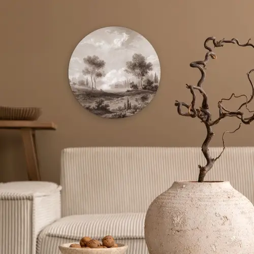 Klassiek - Landschap - Neutraal Wandcirkel kunststof plaat 5mm dik klein -sfeer1