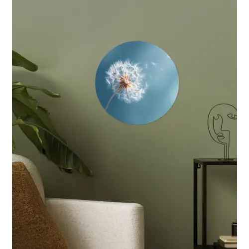 Paardenbloem - Wind - Blauw Wandcirkel behangsticker klein -sfeer2