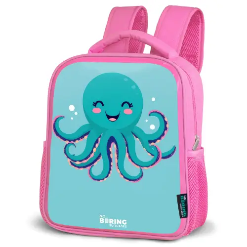 Octopus - Water - Blauw Kinderrugzak - Roze middel -schuin