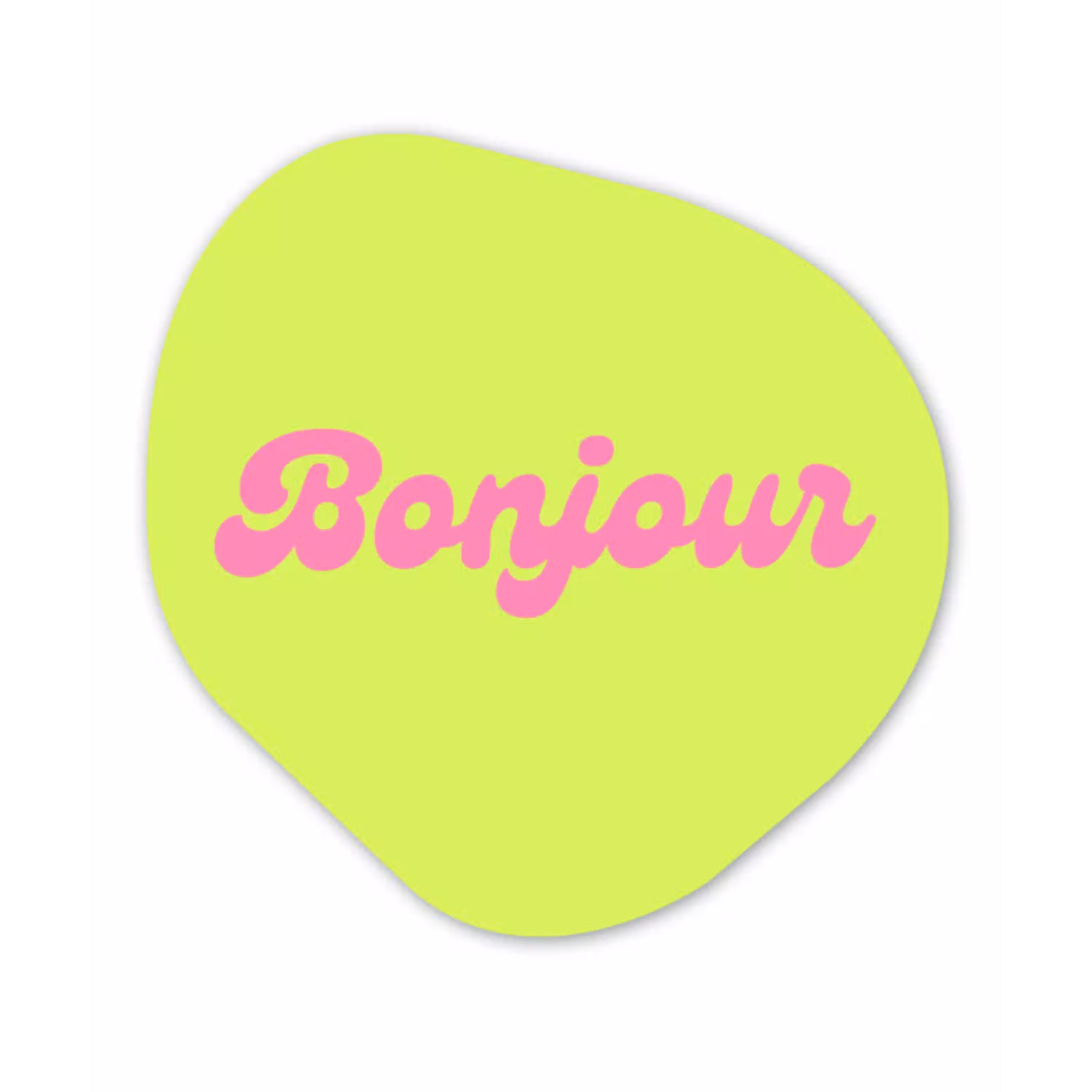 Groen - Roze - Bonjour - Retro Wandcirkel Organisch Forex 3mm klein -3d