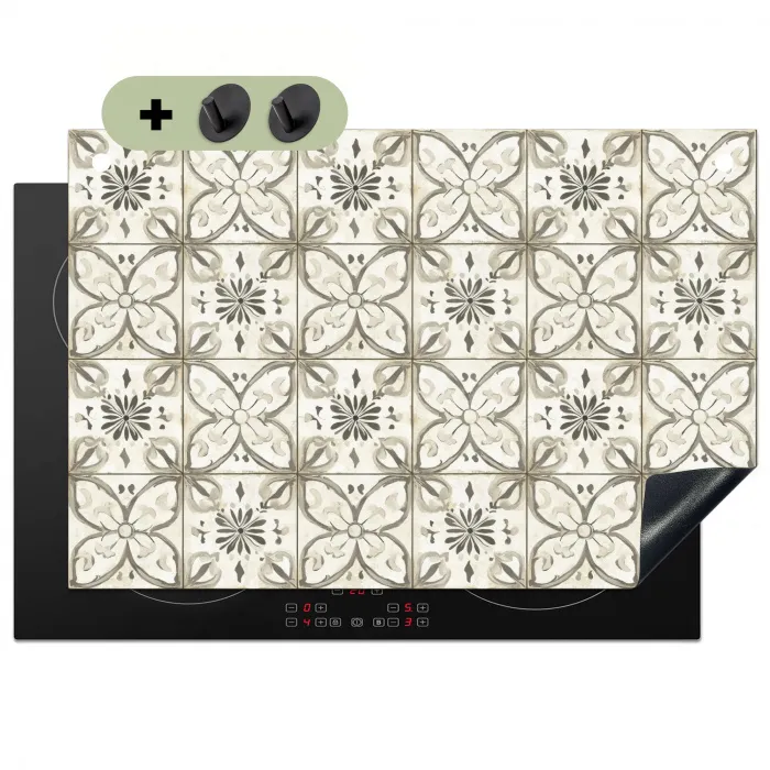 Antiek - Tegel - Beige Inductie beschemer met haakjes klein 777 -3d