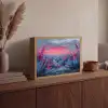 Schilderij - Zonsondergang - Bloemen - Rivier Light Box met batterij (Wandlamp) middel -sfeer2