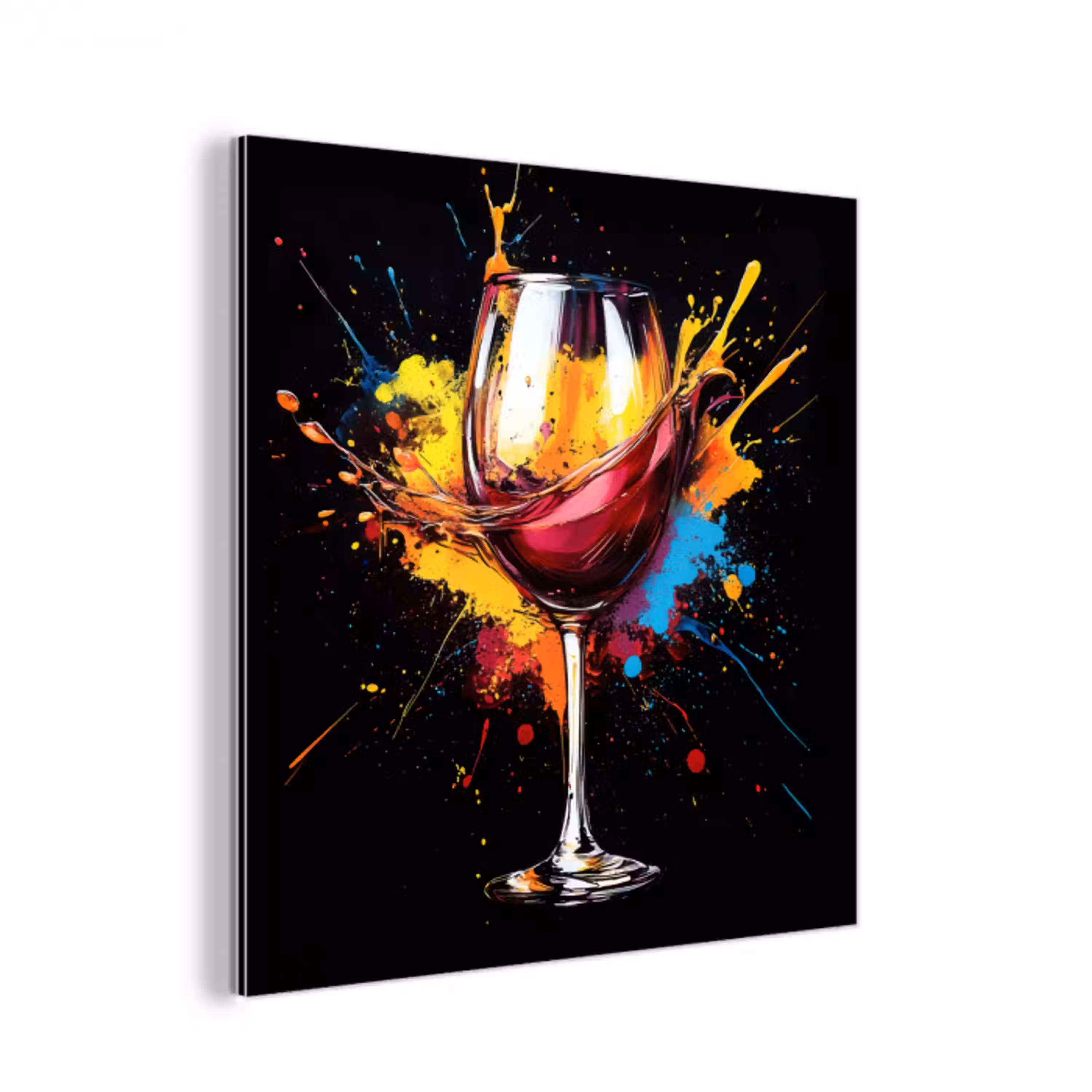 Wijn - Glas - Graffiti - Borrel - Rood - Verf aluminium wit klein -3d
