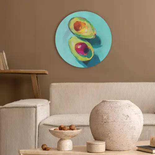 Avocado - Groen - Pit - Schaduw Akoestische PET Vilt - Rond klein -sfeer1