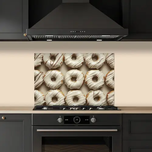 Donuts - Chocolade - Wit - Beige keuken achterwand spatscherm klein -sfeer1