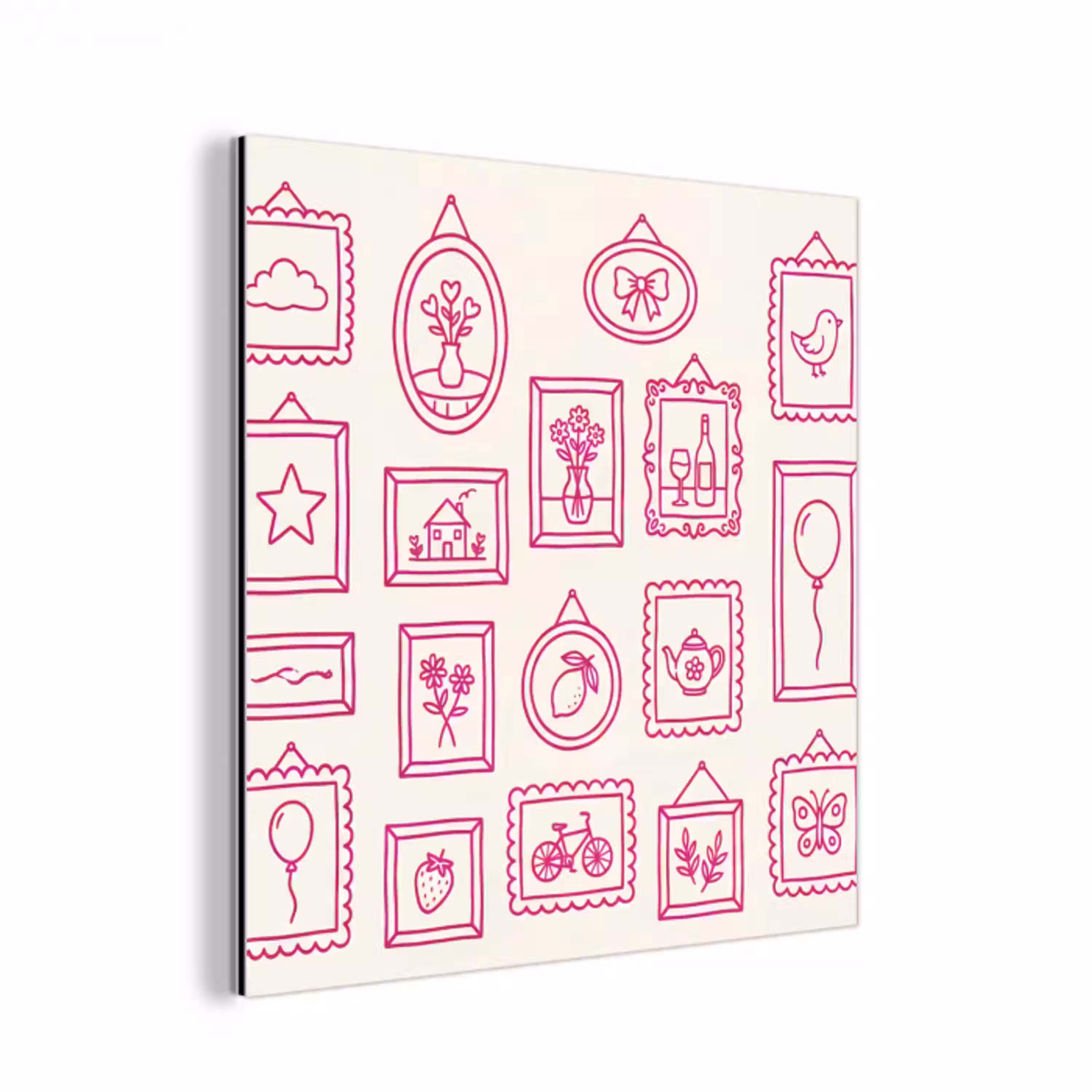 Illustratie - Collectie - Kunst - Minimalistisch - Roze aluminium wit klein -3d