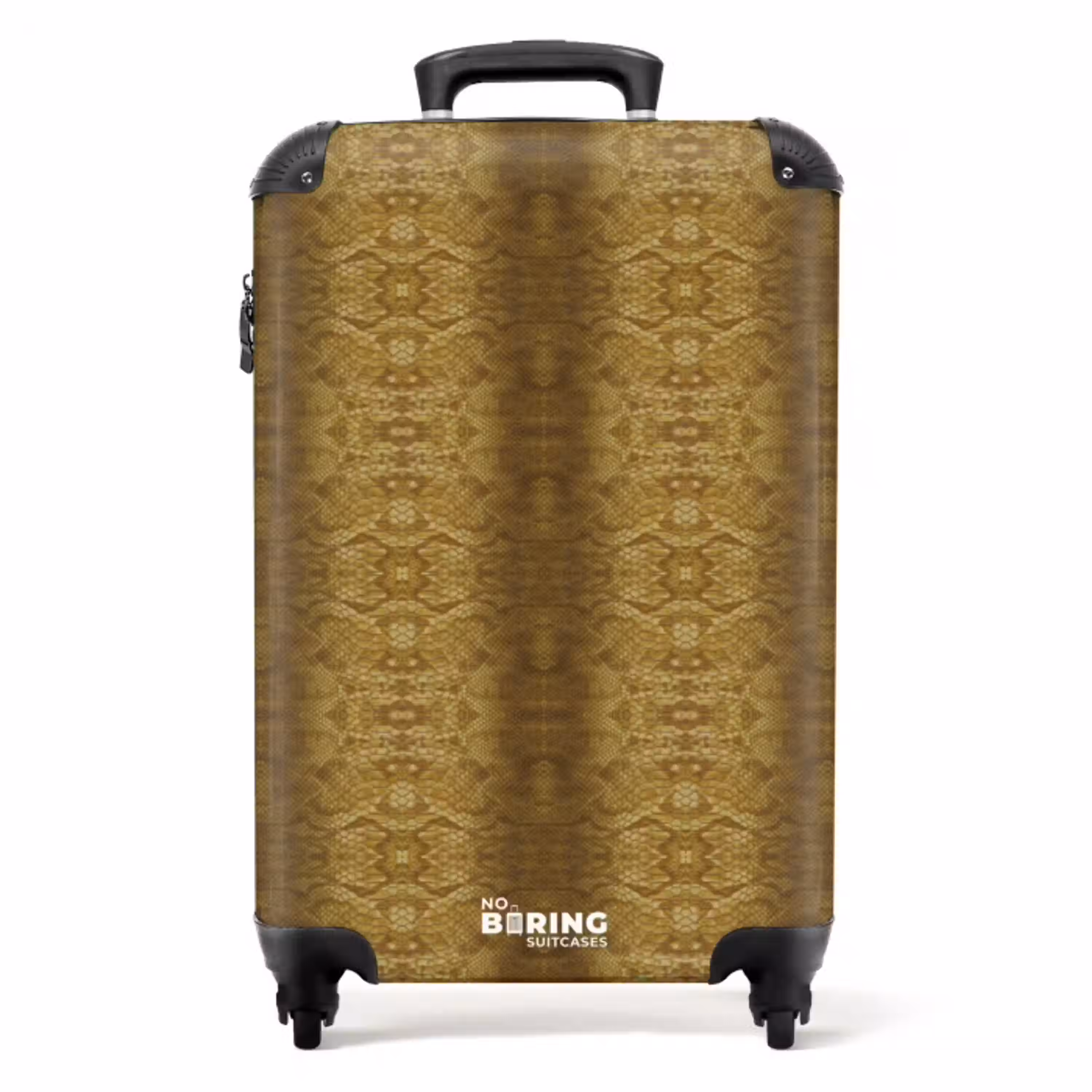Goud gele slangenhuid met symmetrische schubstructuur NBS - Handbagage koffer - Volwassenen Unisex middel -productfoto_recht