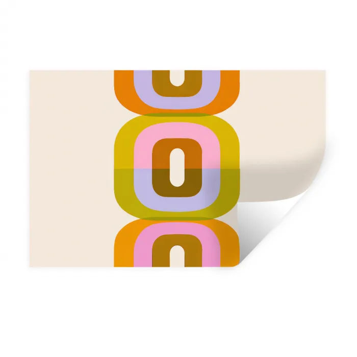 Stapel - Vormen - Geblokt - Oranje Muursticker klein -3d