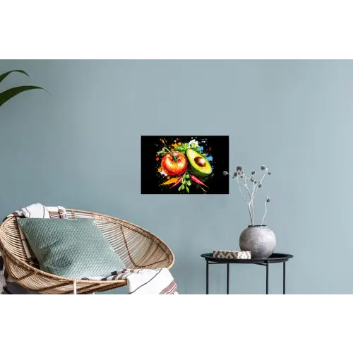Tomaat - Avocado - Peper - Graffiti - Verf - Modern Muursticker klein -plant