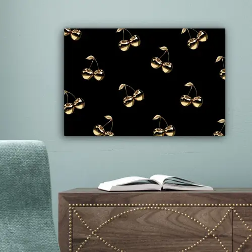 Patroon - Kersen - Goud - Chrome canvas 2cm klein -sfeer4