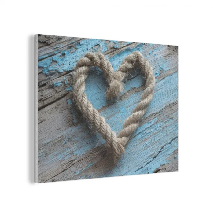 Hart - Touw - Hout - Rustiek PET vilt klein -3d