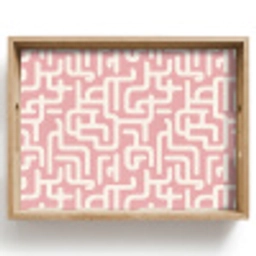 Doolhofpatroon - Roze - Wit - Abstract Dienblad Rechthoek middel 911 -z3d_shopping