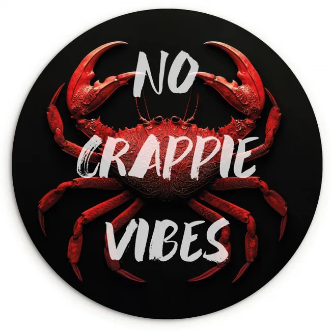 Krab - Rood - Tekst - Zwart KitchenYeah - Keuken - Wandcirkel Forex klein -3d