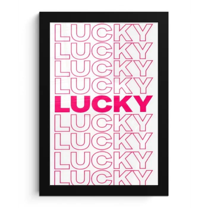 Lucky - Roze - Patroon fotolijst zwart zonder passe partout klein -3d