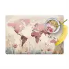 Wereldkaart - Roze - Bloemen Placemat vinyl groot -zzzproduct_Kitchenyeah-website