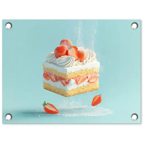 Slagroom - Taart - Blauw - Eten tuinposter los doek klein -3d