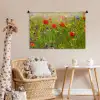 Lente - Bloemen - Rood - Klaproos - Gras - Groen Wandkleed katoen middel -wsfeer5_kind