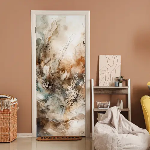 Abstract - Beige - Verf - Kunst - Natuur - Bloemen deurposter klein -sfeer1