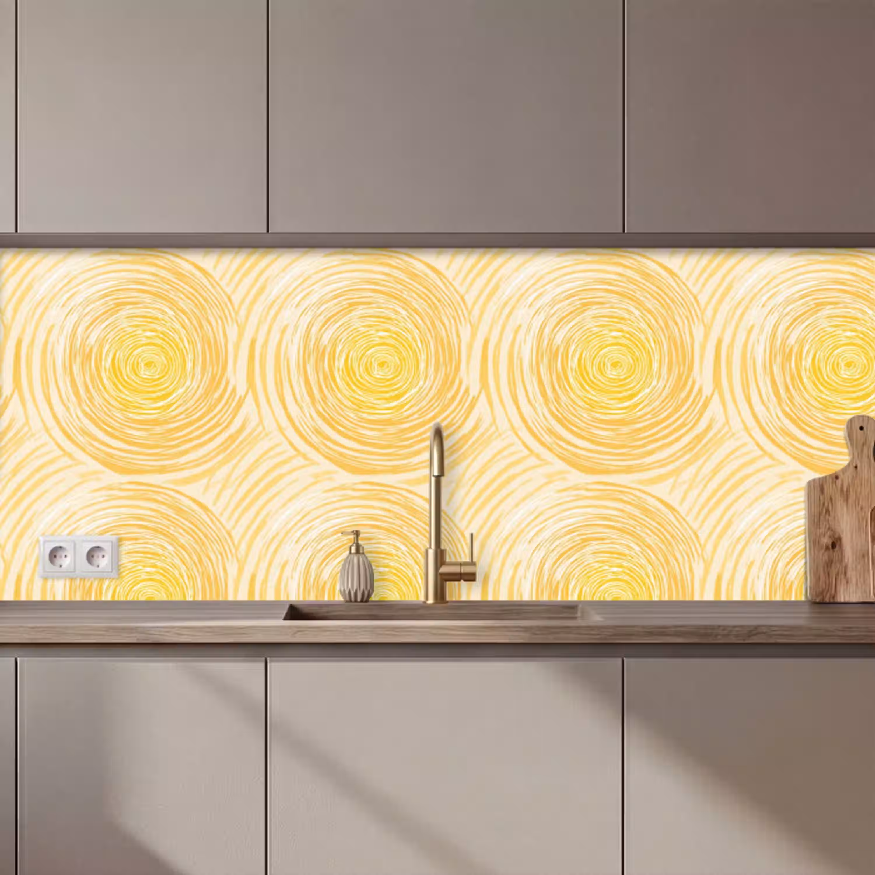 Cirkels - Abstract - Artistiek - Geel keuken achterwand 2 middel 871 zz_3dshopping