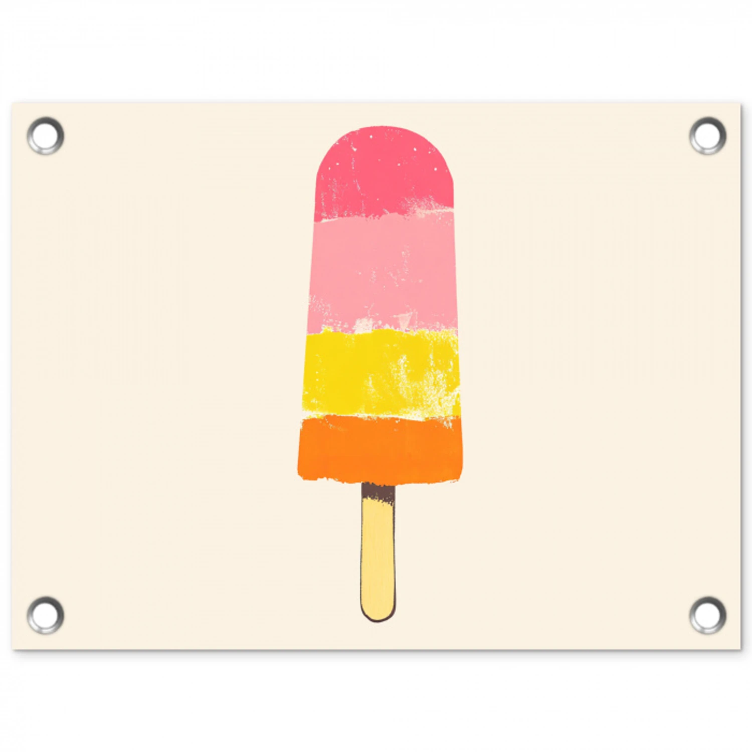 Waterijsje - Retro - Stokje - Roze tuinposter los doek klein -3d