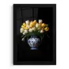 Geel - Tulpen - Vaas - Bloemen fotolijst zwart zonder passe partout klein -3d