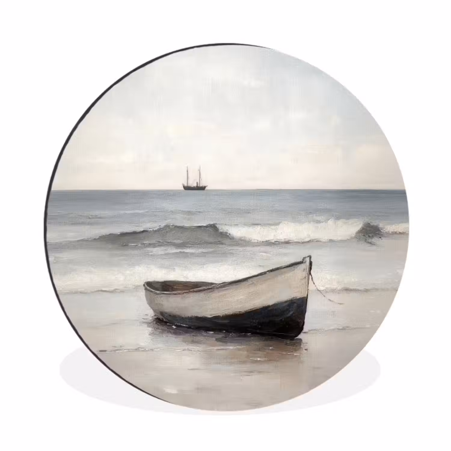 Wandcirkel - aluminium - Roeiboot - Zee - Horizon