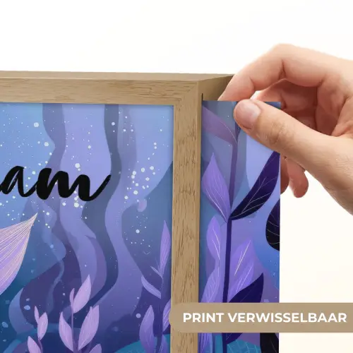 Zeemeerminnenstaart - Onderwaterplanten - Paars - Blauw Light Box met batterij (Wandlamp kind) middel -USP_websiteprintNL