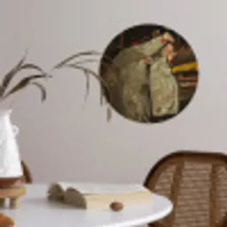 Meisje in witte kimono - Schilderij van George Hendrik Breitner Wandcirkel behangsticker klein -sfeer3