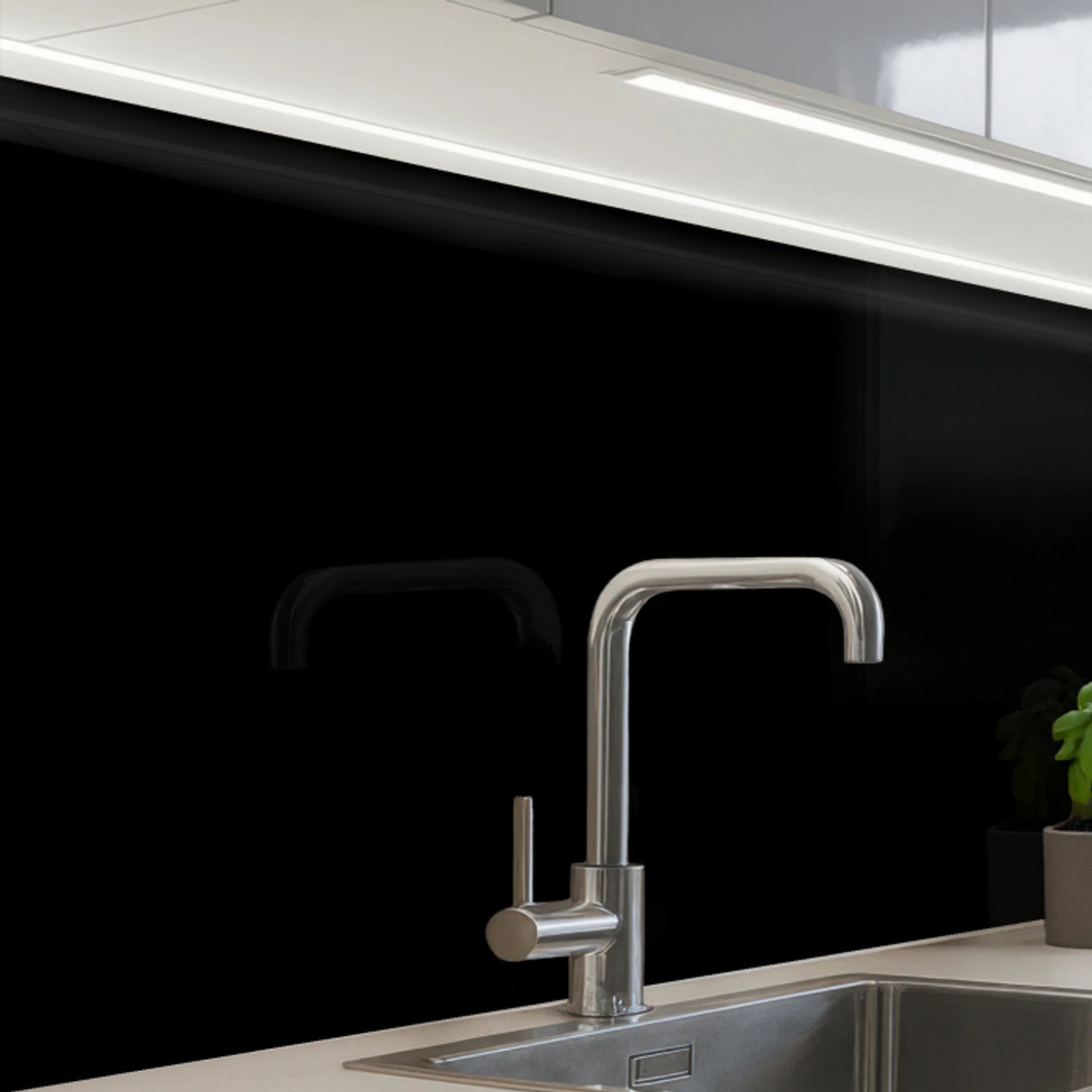 Zwart - Effen kleur keuken achterwand 2 middel 865 -zzzz3d_schuin