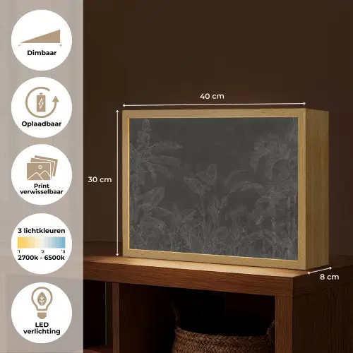 Beton - Patroon - Zwart Light Box met batterij (Wandlamp) middel -USP_websiteoverzichtNL