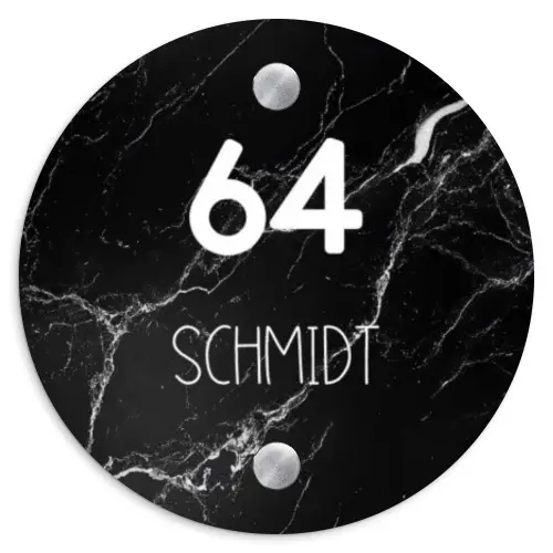 Marmer - Modern Naambord Rond klein -3d