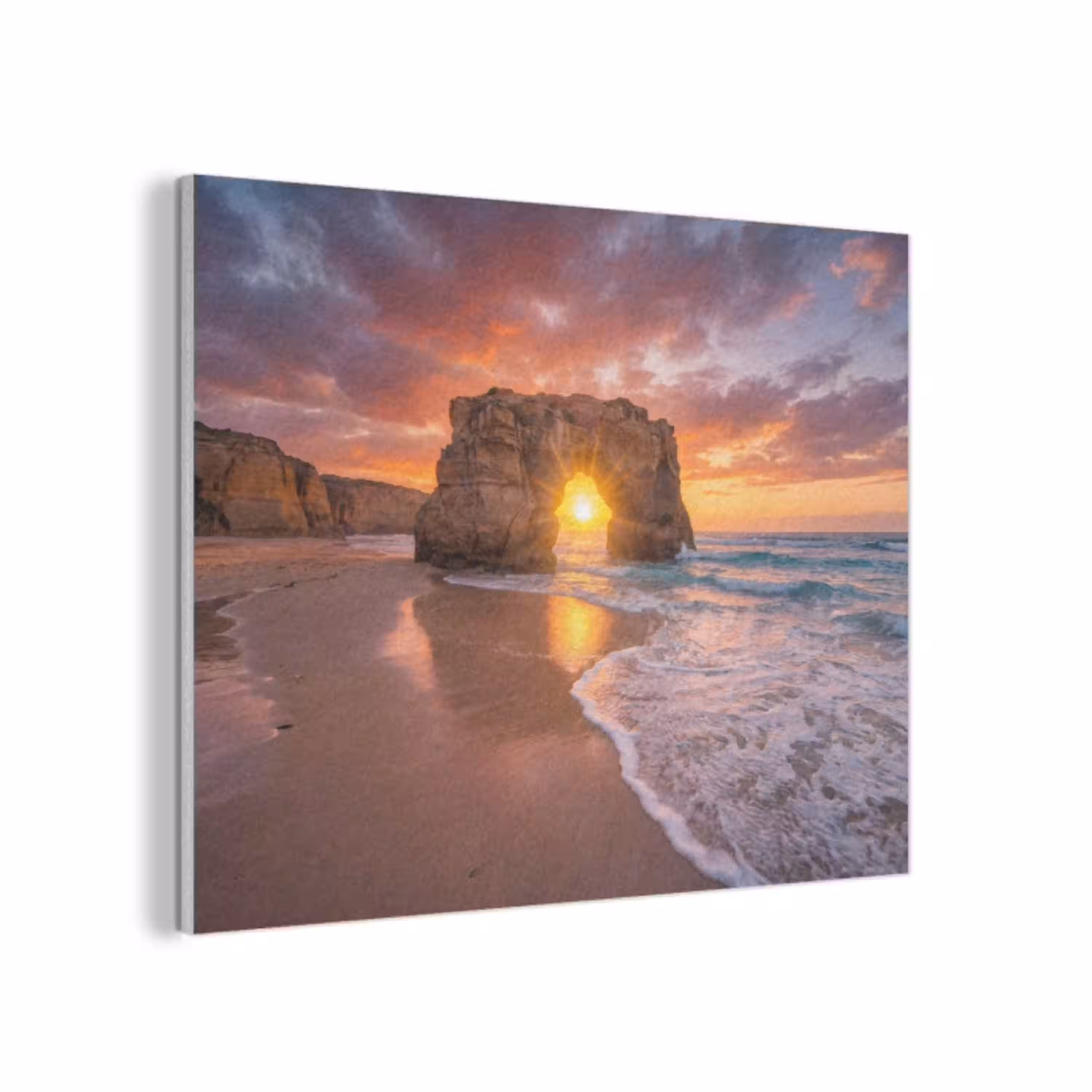 Kust - Rots - Zonsondergang - Zee - Natuur PET vilt klein -3d