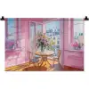 Pink - City - Bloemen Wandkleed katoen klein -zz3d