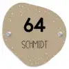 Beige met stippen - Modern Naambord Organisch middel -3d